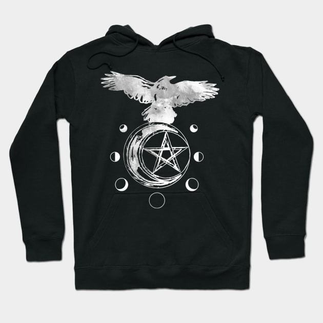 Raven Pentagram Moon Phases Hoodie by tracydixon